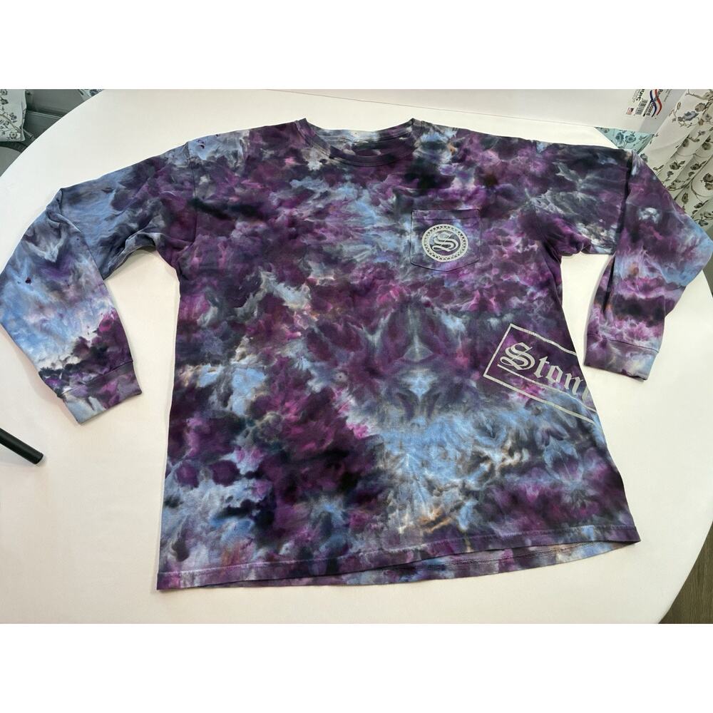 Stonington Tie Dye Long Sleeve Shirt XL Purple Blue Retro Skate Indie Y2K Style